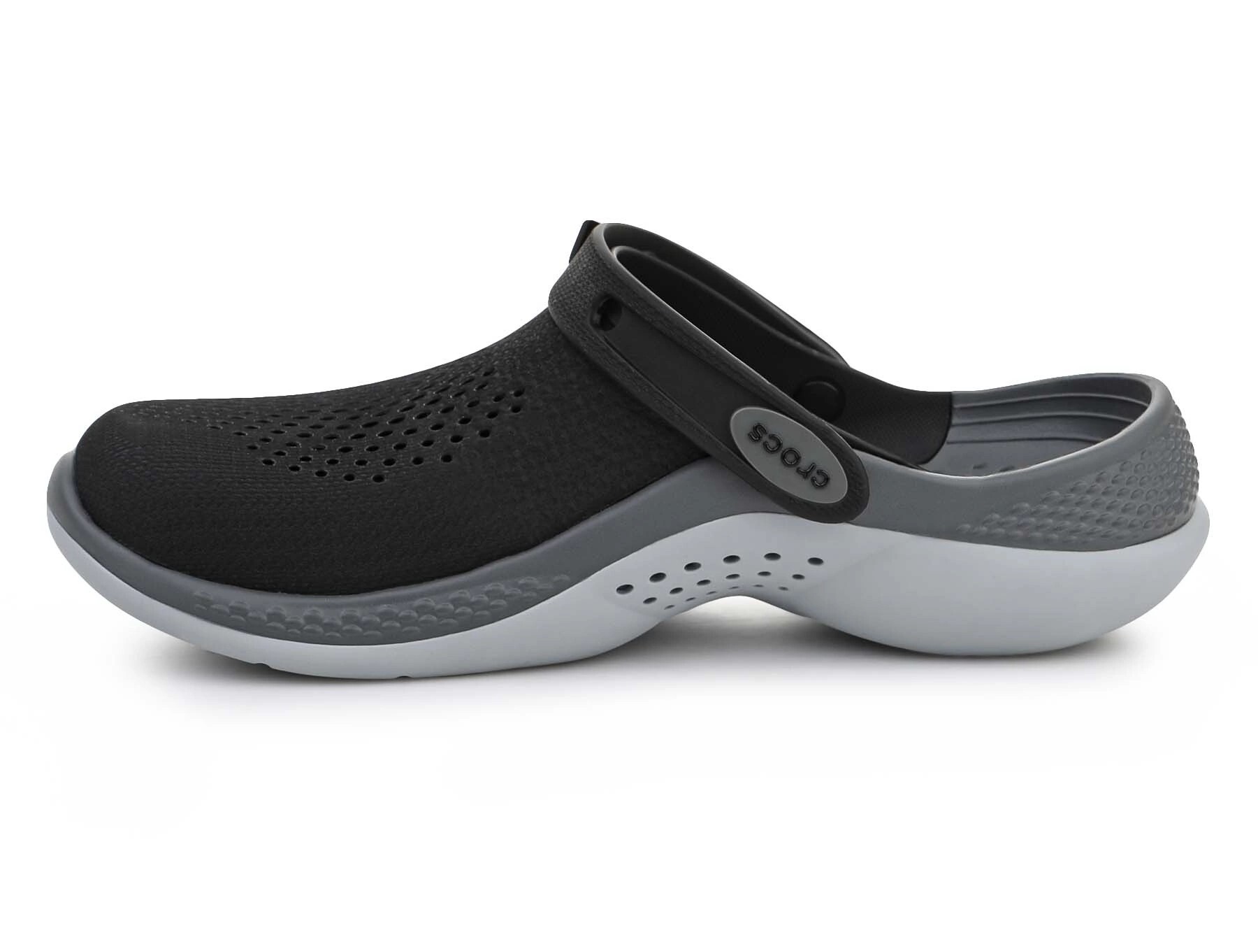 نمای بغل کراکس Crocs LiteRide 360 مشکی طوسی مردانه