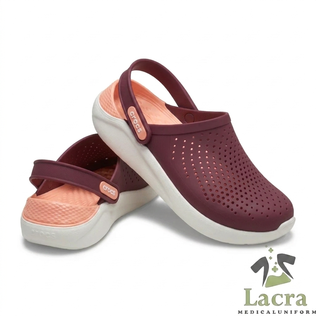 دمپایی کراکس لایت راید (Crocs LiteRide) زرشکی گلبهی - مجموعه پوشاک پزشکی لاکرا