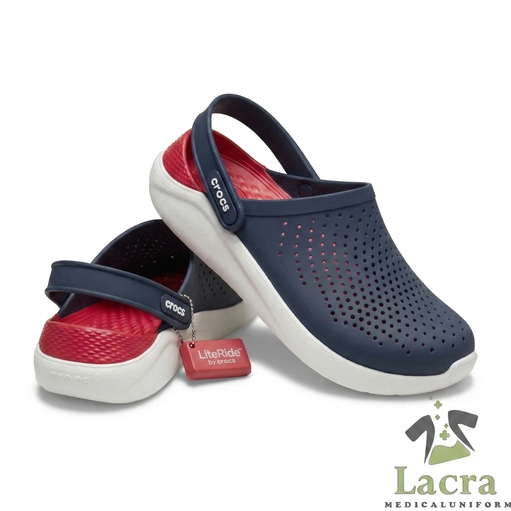  دمپایی کراکس لایت راید (Crocs LiteRide) سورمه‌ای زرشکی - مجموعه پوشاک پزشکی لاکرا 
