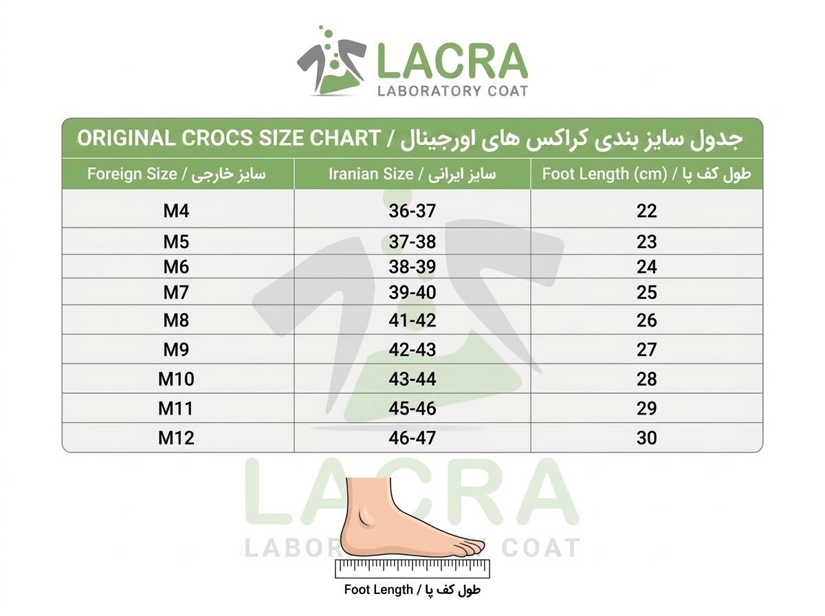 راهنمای انتخاب سایز کراکس لایت راید ۳۶۰ (Crocs LiteRide 360)